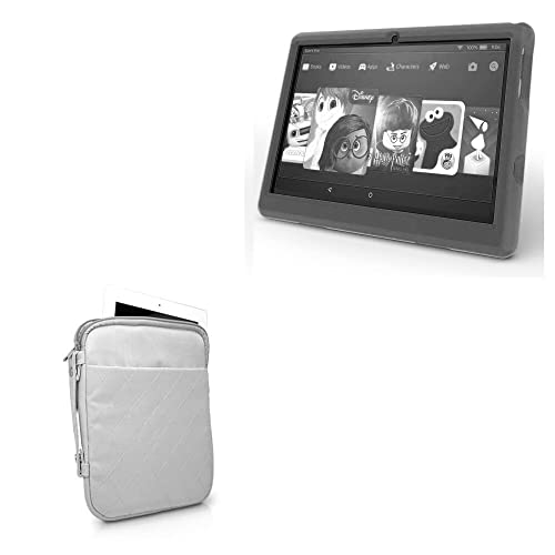BoxWave Case Compatible with Paxodo Kids Tablet PXD10069 (10 in) - Quilted Carrying Bag, Soft Synthetic Leather Cover w/Diamond Design - Cool Grey
