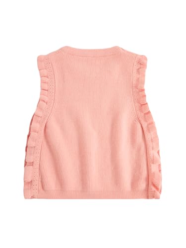 MakeMeChic Girl's Sleeveless Sweater Vest Round Neck Ruffle Trim Knitted Pullover Tops2