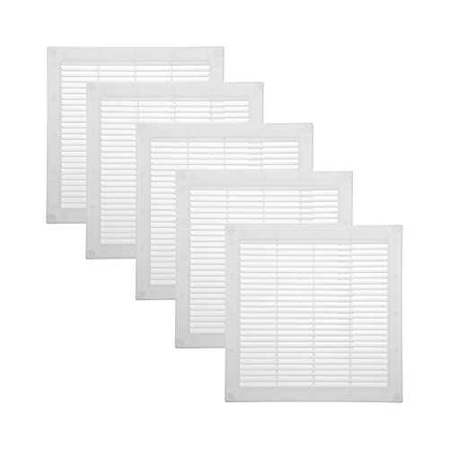 Vent Systems Copertura per sfiato dell'intradosso, 30 x 30 cm, colore bianco, confezione da 5 pezzi - feritoia piatta quadrata - copertura per griglia - zanzariera integrata - prese d'aria HVAC