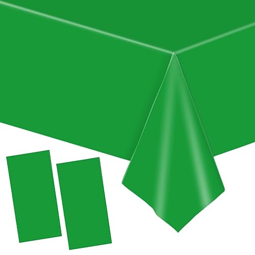 YAAVAAW Tovaglia in Plastica Verde 137 x 274 cm, 2 Pezzi - per Feste, Decorazioni Tavola, Natale, Picnic, Cene, Compleanni Bambini