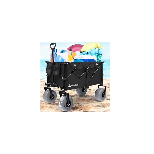 Hikenture Beach Wagon with Balloon Wheels, 9' PU Tires Collapsible Wagon, 308lbs...