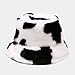 Quanhaigou Winter Faux Fur Bucket Hat,Fuzzy Warm Hat for Women Men, Fluffy Fisherman Cap (Cow Black White)