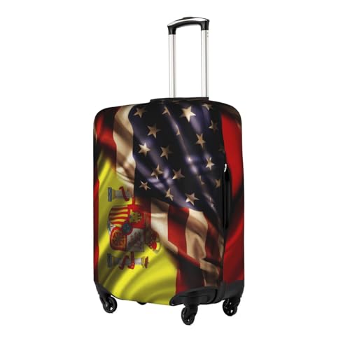 Travel Luggage Cover Combined Spain And Usa Flag Fashion Washable Baggage Suitcase Protector Fit For Luggage Small2