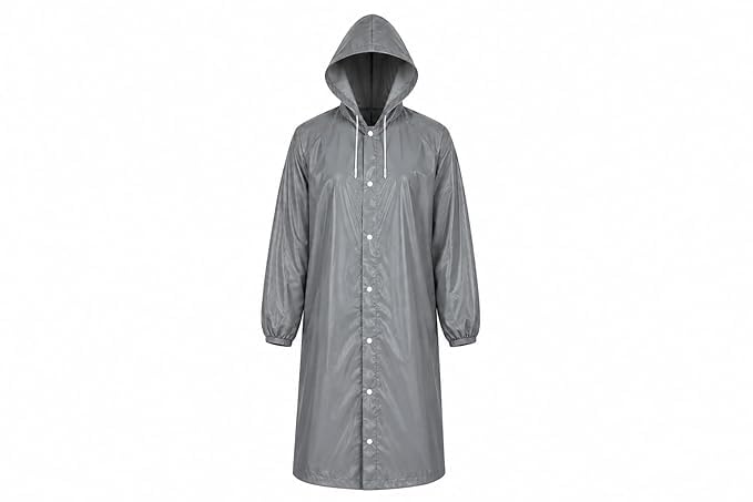 EVA Waterproof Unisex Rain Coat Hooded Full Sleeves Outdoor Men, Women, Boys & Girls Rainwear Poncho Raincoat for Camping, Hiking & Travelling (Universal Size,1 Pc Random) Grey-image-40