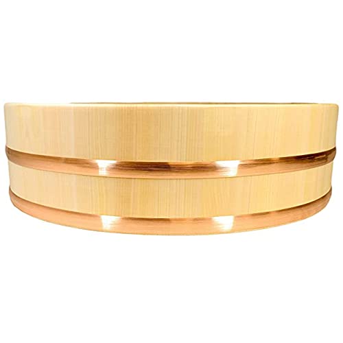 Wooden Hangiri Sushi Rice Mixing Bowl Tub For Sushi Restaurant, Pine Wood, 72X16Cm #TOP3