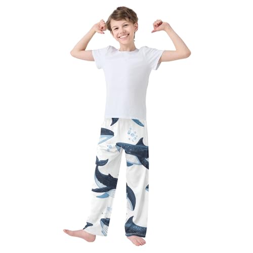 ZZXXB Whale Print Boys Long Pants Soft Trousers Elastic Waist Kids Lounge Bottoms with Pockets S-XL3