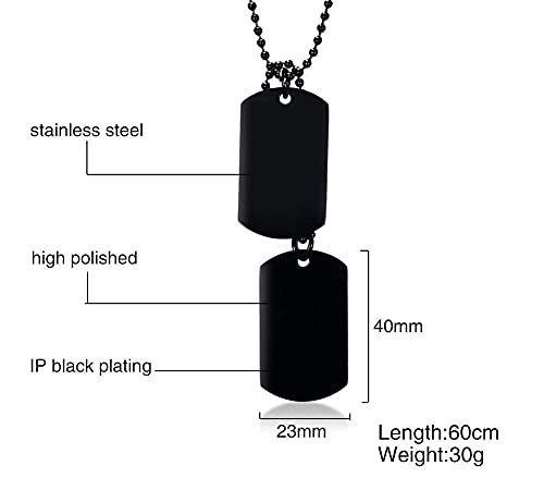 VNOX Dog Tag Necklace for Men Personalized Stainless Steel Military US Army ID Tag Double Dog Tag Dangling Pendant Necklace