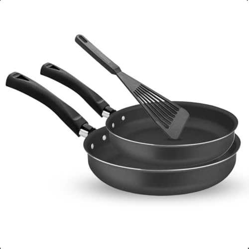 Conjunto Frigideira Reta 18 e 24 Com Tampa de Vidro (Preto/Preto)