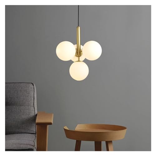 HHNNL - Lámpara de bola de cristal posmoderna de 4 luces para comedor, bar, cocina, dormitorio, lámpara de suspensión brillante, lámpara de cristal para sala de estar
