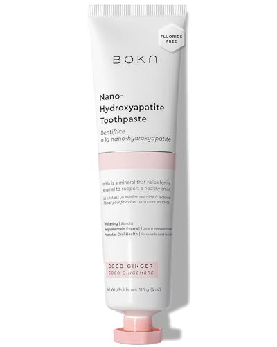 Boka Fluoride Free Toothpaste Nano Hydroxyapatite, Helps Remineralize, Appropriate for Sensitive Teeth, Whitening - for Adult, Kids Oral Care - Coco Ginger Flavor, 4 Oz (120ml) 1 Pk