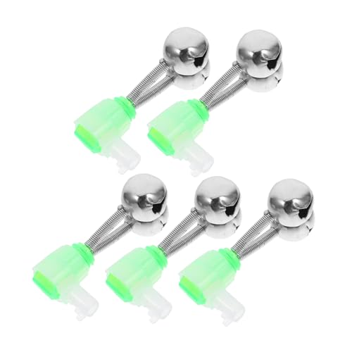 DECOMELODY 5 Pack Fishing Rod Alarm Bells Bite Alert for Night Fishing Clip-on Rod Bells Plastic Alloy Construction