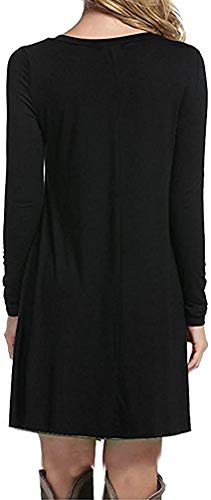 Molerani 1266-BLACK-L Women'S Casual Plain Long Sleeve Sleeve Simple T-Shirt Loose Dress thumb #1