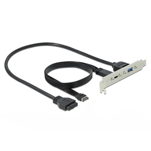 DeLOCK Slotblech mit 1 x USB Typ-C und 1 x USB Typ-A Anschluss.