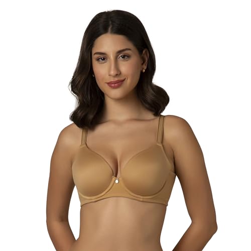 Image of Amante Padded Wired Full Coverage Adjustable Straps Classique Elegance T-Shirt Bra F0013 (Beige) (42DD)