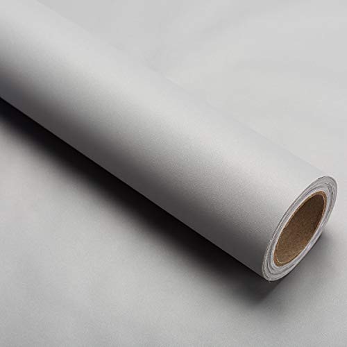 Comparison: Best Grey Color For Kitchen Cabinets 7 15.8" x400"Grey Wallpaper Self Adhesive Film Peel and Stick Wallpaper Grey Adhesive Paper Waterproof Removable DIY Decorative for Kitchen Cabinet Countertops Shelf Liner Upgrade Thicker