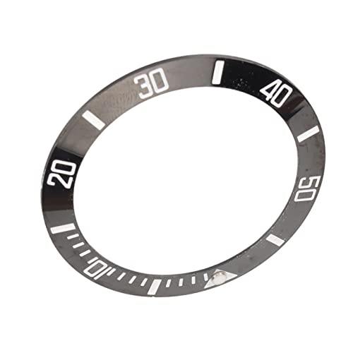 Ceramic Bezel Insert Ring, Luminous Transparent Scale 40mm Diameter Clock Bezels Insert Ring High Hardness Exquisite for Fit (White Character Black Back)