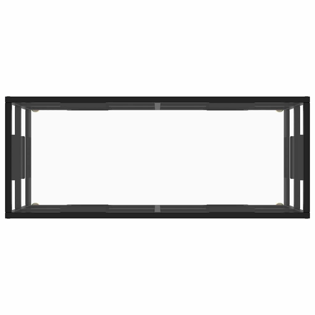 Mobile TV nero con vetro temperato, 100 x 40 x 40 cm, acciaio verniciato a polvere, vano portaoggetti, mobile moderno per soggiorno, mobile basso stabile con vano portaoggetti e canalina per