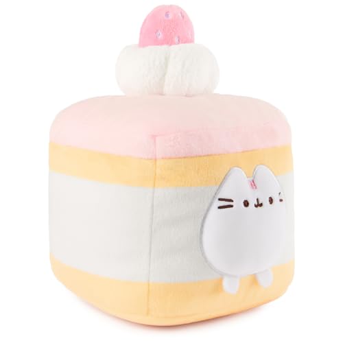 GUND Pusheen Strawberry Sponge Cake Plush, Squishy Toy, Collectible Plush Toy, Dessert Plush, Cat Stuffed Animal for Ages 8 and Up, Pink, 6”