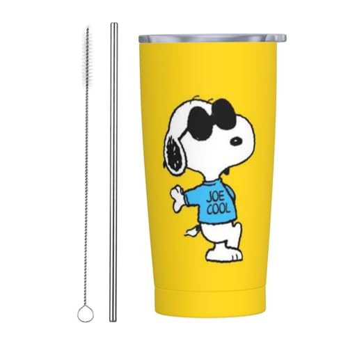 スヌーピー アニメ ストロー&ストローブラシ付き マグカップ コーヒーカップ 600ml コンビニカップ タンブラー ステンレス製 保冷 保温 車用 蓋付き 持ち運び 水筒 大容量 直飲み キャラクター 人気 プレゼント