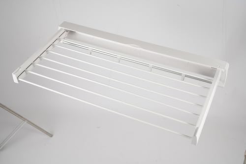 Bazargame Tendedero de pared extensible, aluminio y ABS, 84 x 43,5 cm, plegable y ahorra espacio, para interior y balcón, color blanco