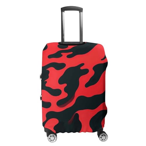 Red And Black Camouflage Elastic Luggage Cover Suitcase Protector for 19-32 Inch Suitcases | Universal Stretchable Travel Bag Cover | Anti-Scratch, Washable with Zipper Closure L4
