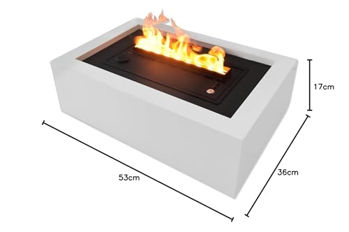 Gmr For Fire And Fun Laguna | Camino Elettrico A Vapore Da Tavolo (53Cm) - Cornice In Legno Mdf Bianca - Effetto Fiamma Realistico 3D (Vapore Freddo - Non Scalda) - Alternativa Sicura Al Bioetanolo - 9
