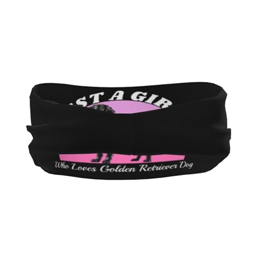 Just A Girls Who Loves Golden Retriever Dog Adjustable Sports Headband Moisture Wicking Sweatband for Running Workout3