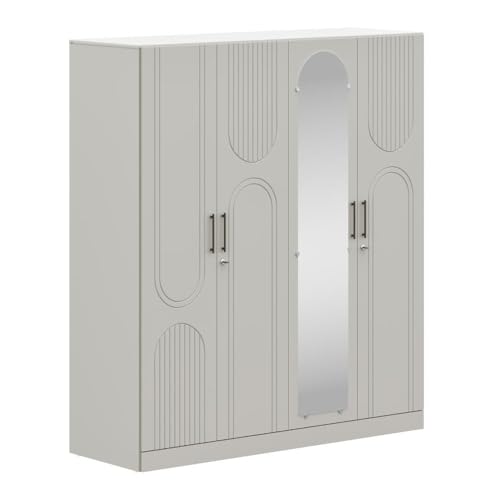 Image of Wakefit Wardrobe for Bedroom | 3 Yr Warranty | Cupboard for Bedroom, Almirah, Wooden Wardrobe, Comes with LED light, Storage Drawer, Mirror & Hanger, Density:680-750kg /m, Free Installation(Tyrian-LG)