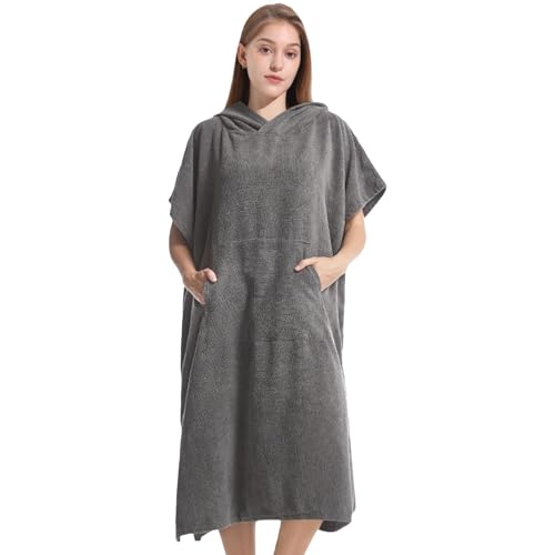 Aufbnach Poncho cambiador de surf, bata de fibra ultrafina de secado rápido, poncho de surf con capucha, para viajes diarios, gimnasio, piscina, aguas termales, al aire libre, mujeres y hombres