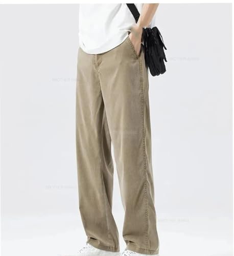 Men's Thin Casual Jeans Soft Elastic Waist Straight Pants Blue Casual Loose Harem Pants2