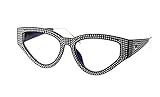 SOOLALA Womens Blue Light Blocking Lens High End Designer Bling Bling Cat Eye Reading Glasses,...