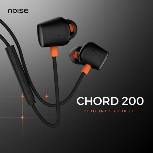 Image of Noise Chord 200 Type-C Wired Earphones | 13mm Driver | in-Line Mic with Voice Assistant | Magnetic Snap-Fit Earbuds | Tangle-Free Cable | Multifunctional Controls - Jet Black