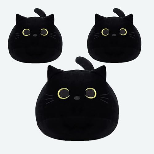 YUKOUQIAN Mini Cat Stuffed Animal Cute Cat Plush Doll Toy for Girls Boys Christmas 3 Pieces (3 zhiblack cat)