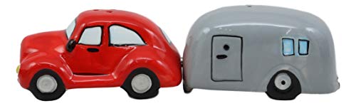 Ebros Kissing Red Vintage Car And Grey Camper Trailer Magnetic Salt And Pepper