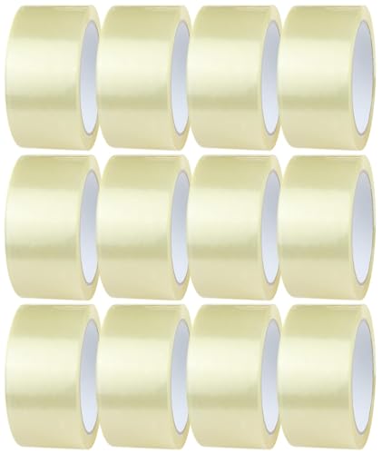 Crimson Starfish Ruban Adhésif Transparent 12 Rouleaux de 48mm x 66m Ruban pour Colis Transparent | Ruban Adhésif d'Emballage pour des Boîtes, des Cartons,...