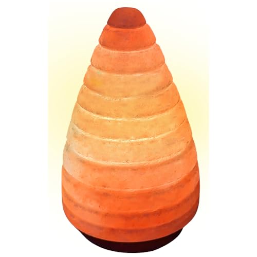 Pink n Salt Cone Shaped Salt Rock Lamp - 100% Organic & Authentic Himalayan Salt Lamp Comes with a Wooden Base - Hand Carved Premium Finish