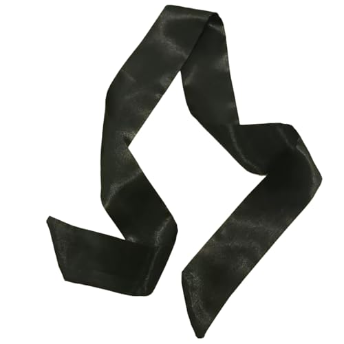 Langer, seidiger Satin-Schal für Damen, 2 m dünnes Band für Haar, Hals und Handtasche, eleganter Schärpengürtel für Kleider (schwarz)