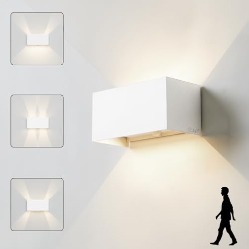 CELAVY LED Außenlampe Außenleuchte mit Bewegungsmelder Up Down Wandleuchte Wandlampe aussen 4000K IP65 Aussenlampe Aussenleuchte Lampe Außen Wand Außenbeleuchtung Ausenbeleutung Hauswand Weiß