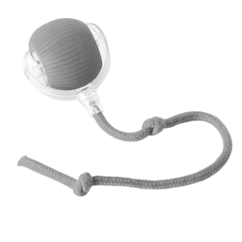 Bite-Resistant Automatic Cat Ball Cat Toy Ball Self-Entertainment Artifact with Rope Pet Supplies Jumping Ball Rechargeable Automatic Silent Toy Suitable for Cats and Dogs (Grey)