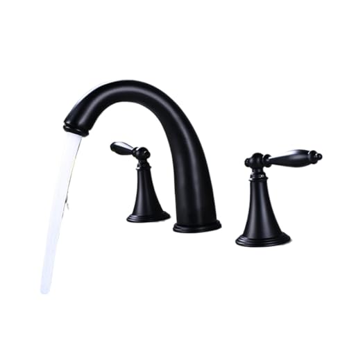 3穴真鍮製バスルーム洗面台用ミキサー蛇口 ダブルハンドル 耐久性のある洗面化粧台用蛇口 シンク用(Black)