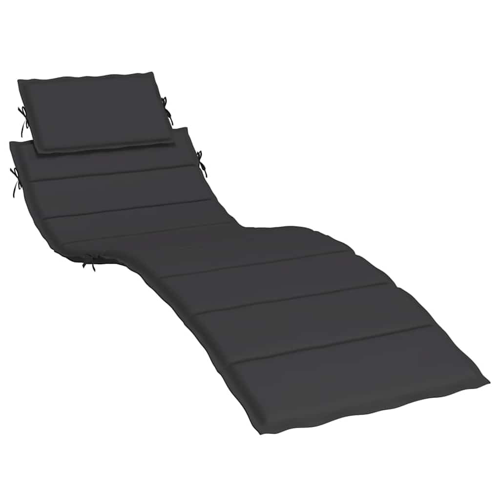 Cuscino per Lettino Prendisole da Giardino Nero 186x58 cm