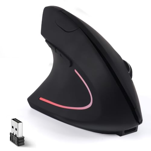 Image of Left Handed Ergonomic Mouse, Vertical Wireless Mouse for Left Hand, Rechargeable 2.4G USB Carpal Tunnel Lefty Mouse, 3 Adjustable DPI, 6 Buttons, for Laptop, PC, Computer, Mac, Windows, Desktop -Black