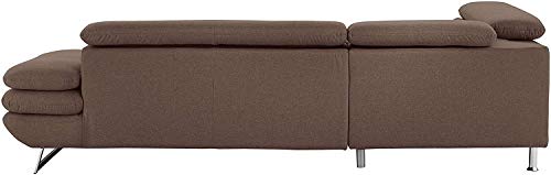 Mivano Ecksofa Prestige, Modernes L-Form-Sofa mit Ottomane, Kopfstützen und Armlehne verstellbar, 265 x 74 x 223, Strukturstoff, braun – Bild 7