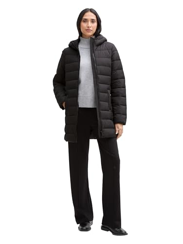 TOM TAILOR Denim Puffer-Jacke mit verschließbarem Stehkragen, deep black, S