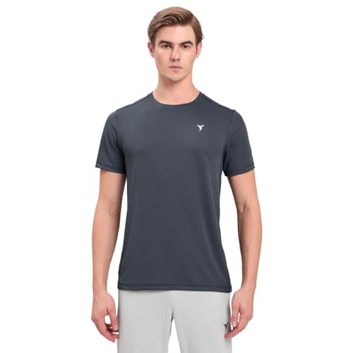 Image of TECHNOSPORT Men's Slim Fit Polyester Activewear Sports T-Shirt with Moisture-Wicking Comfort for Workout, Running & Gym