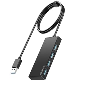 ANYPLUS USB Hub, Multiport USB Splitter Adapter, 2 ft Long Cable USB 3.0 Hub, USB Extender for Laptop, PC, iMac, Surface Pro, MacBook, Mac Pro, Flash Drive, XPS, Mouse, HDD