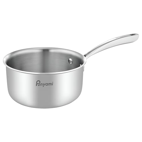 Image of Triply Stainless Steel Sauce Pan (1.6L, 16cm) with Innovative Stay-Cool Handle, 2.5mm Thick Heavy Bottom Milk Pan & Tadka Pan, No Chemical Coating, Induction Friendly Cookware, 5 Year Warranty