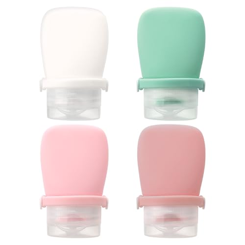 4pcs Travel Bottles for Toiletries Silicone Squeezes Bottle Leak Proof Travel Size Containers Shampoo Conditioner Liquid Body Wash Lotion Small 1oz