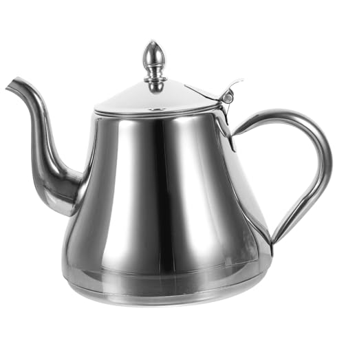 HOUDERCO ステンレス製耐熱ティーポット メタル茶ケトル 電磁調理器対応 ハンドル付 家用 花茶 果実茶向けシンプルデザイン