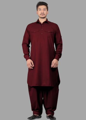 Image of K-ROYALS Full Pathani Suit for Mens /Cotton Blend Pathani kurta payjama set for mens